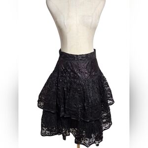 Cathay Vintage Black Lace Tiered Western Skirt